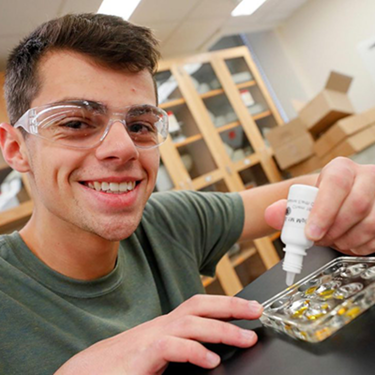 体育菠菜大平台 freshman Henrique Adabo, a biology major from Columbus, is one of 40 first-year students in the Kearney Health Opportunities Program Learning Community.